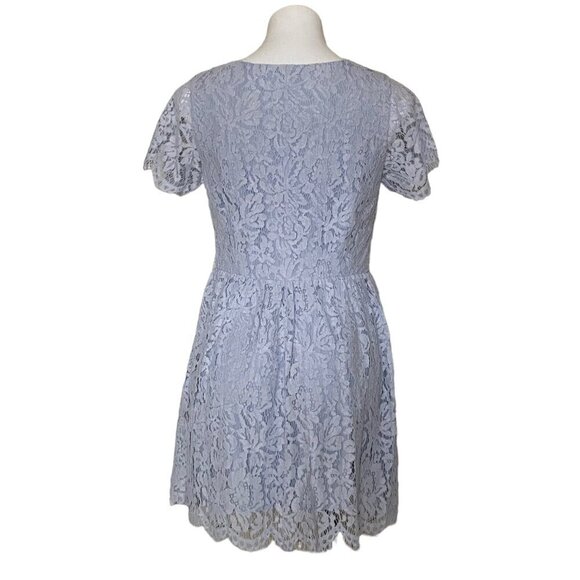 Tobi Blue Lace Overlay Front Tie Skater Mini Dress, NWT Junior's Size M - Picture 6 of 13